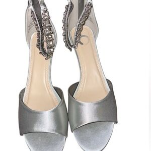 Journee Collection Silver Embellished Sandals With Heel